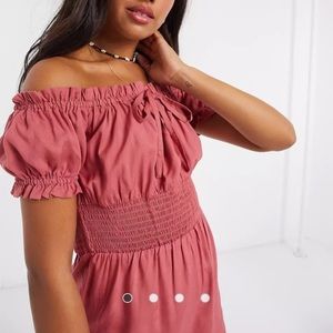 ASOS Brand Influence Off Shoulder Milk Maid Romper in UK Size 12 US Size 8